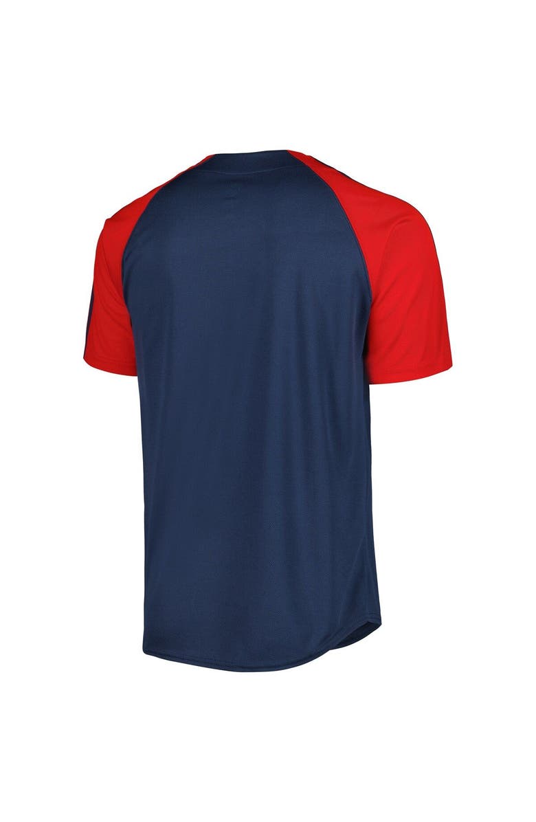 STITCHES Men's Stitches Navy Boston Red Sox Button-Down Raglan Fashion Jersey, Alternate, color, 