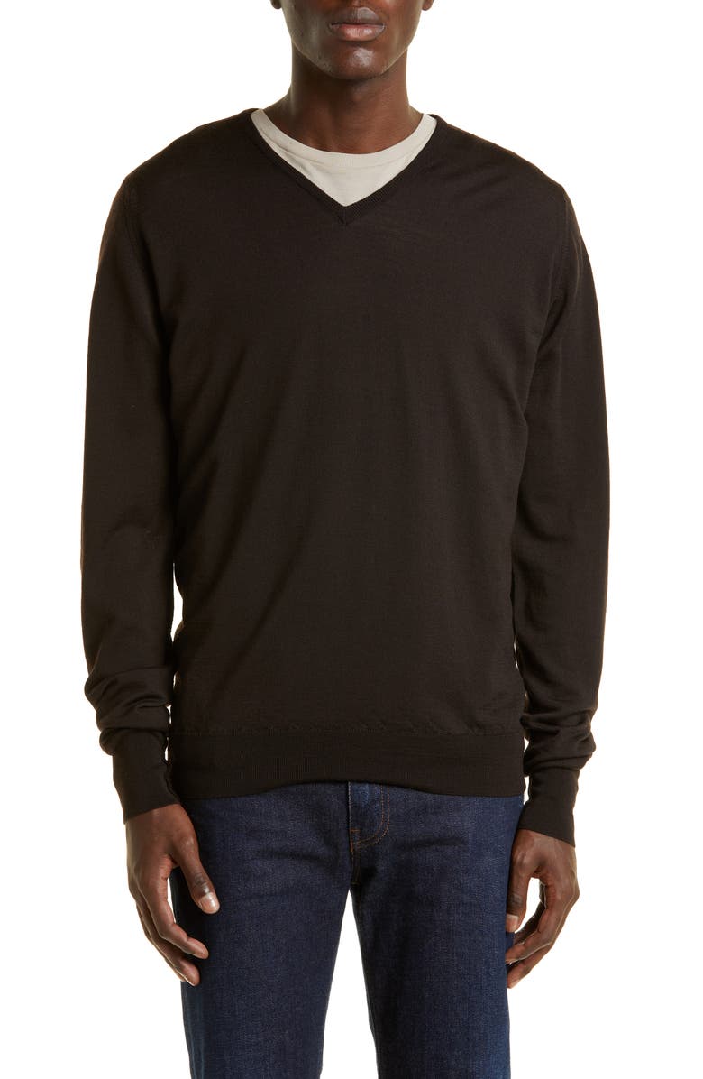 John Smedley Bobby V-Neck Merino Wool Sweater, Main, color, 