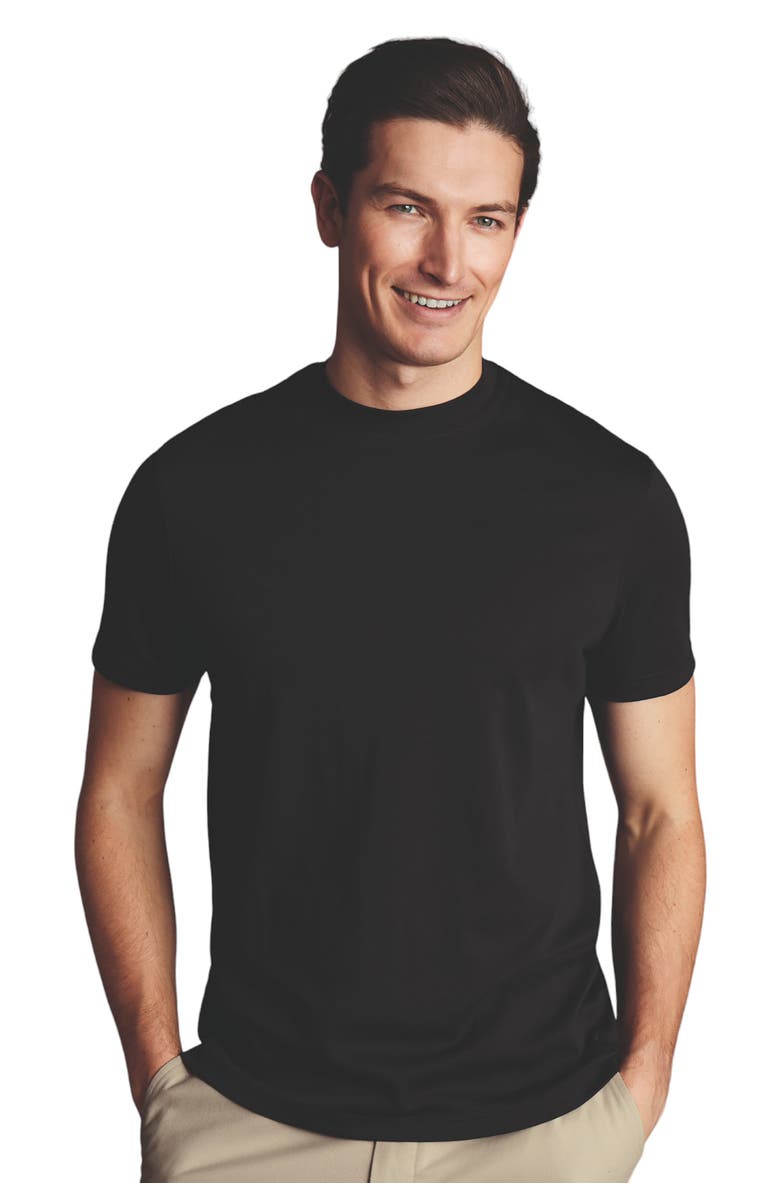 Charles Tyrwhitt Cotton Jersey Short Sleeve Tyrwhitt Tee, Main, color, Black