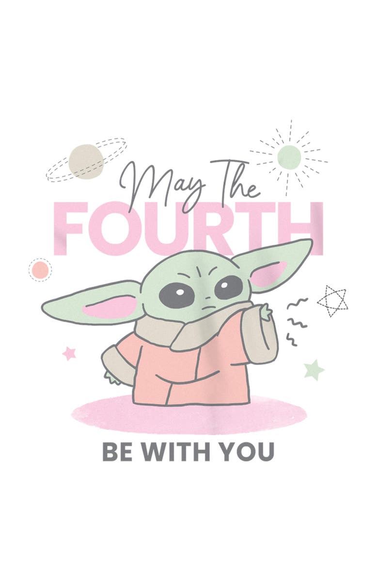 Star Wars: The Mandalorian Girl's Star Wars The Mandalorian Grogu May The Fourth Graphic T-Shirt, Alternate, color, White