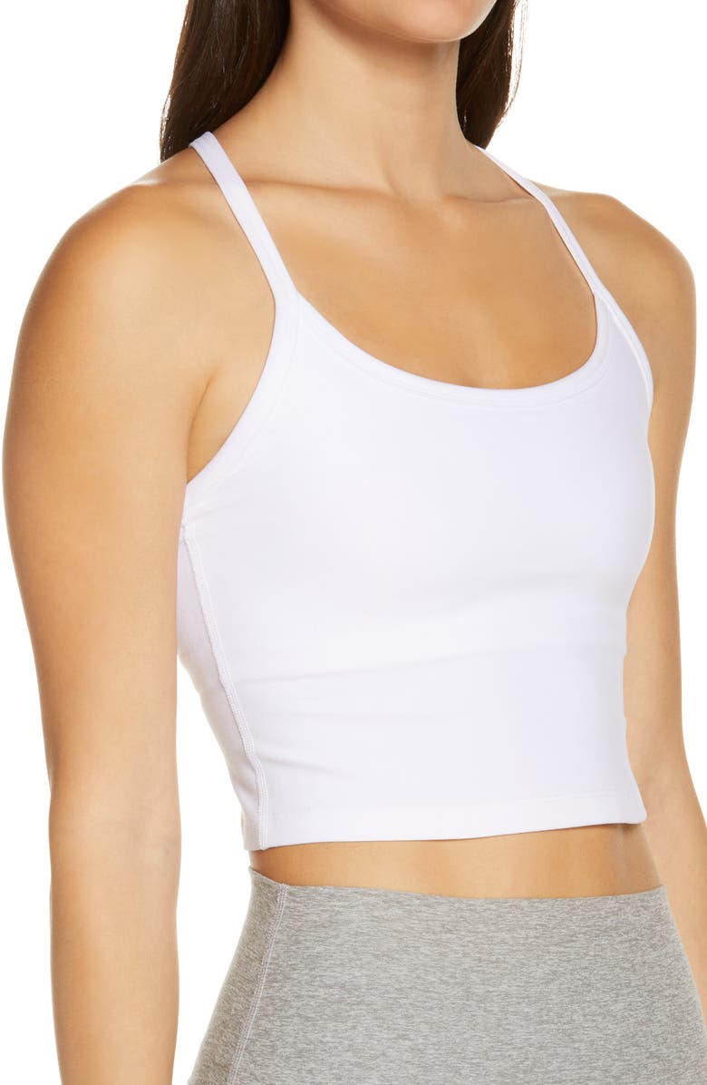 Beyond Yoga Space Dye Slim Racerback Crop Tank, Alternate, color, Cloud White