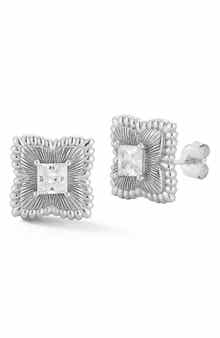 Cubic Zirconia Clover Stud Earrings