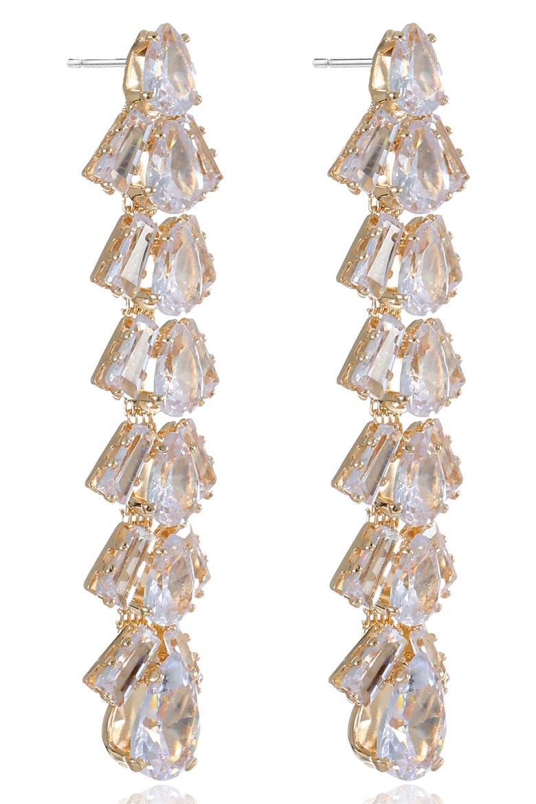 Cascading Cubic Zirconia Linear Drop Earrings, Alternate, color, GOLD