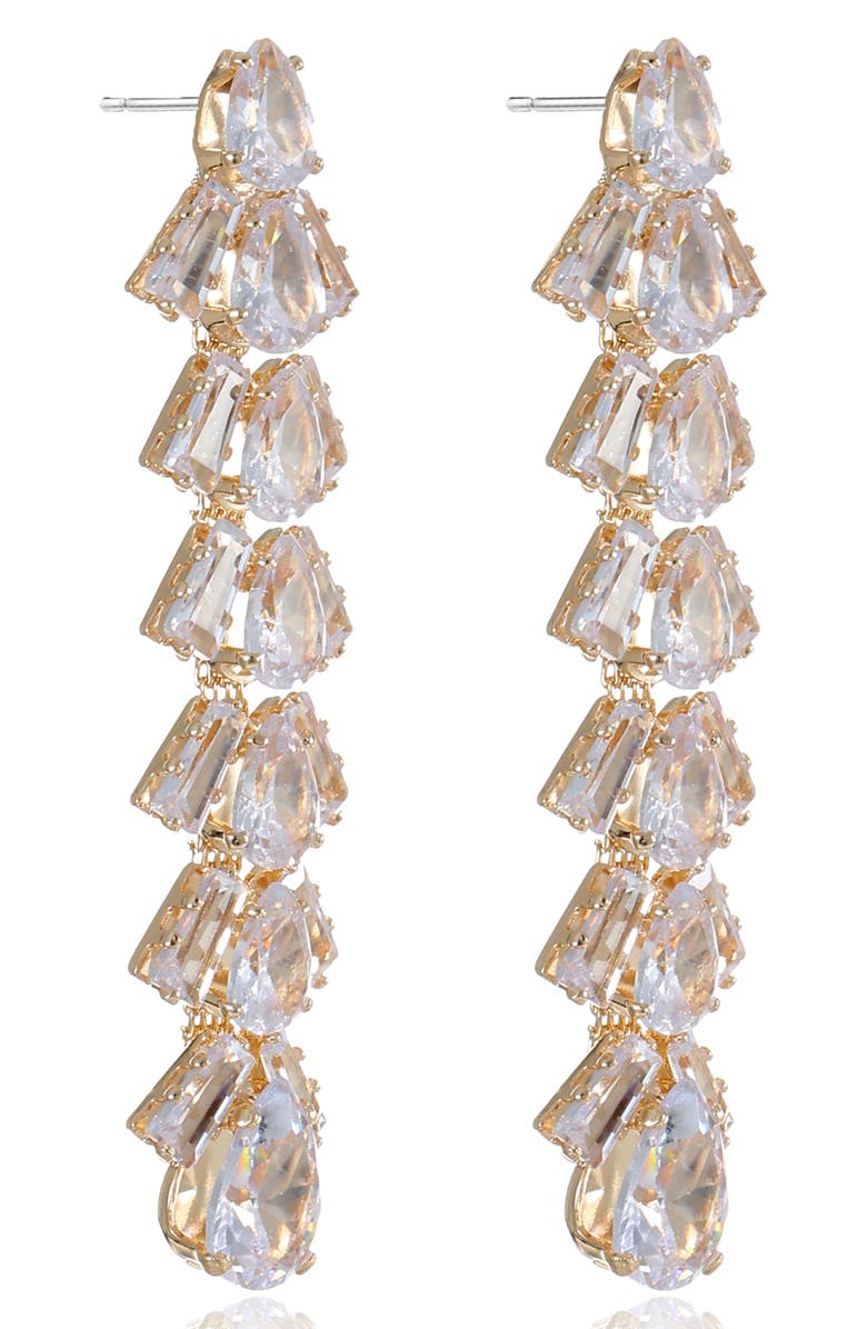 Ettika Cascading Cubic Zirconia Linear Drop Earrings, Alternate, color, Gold