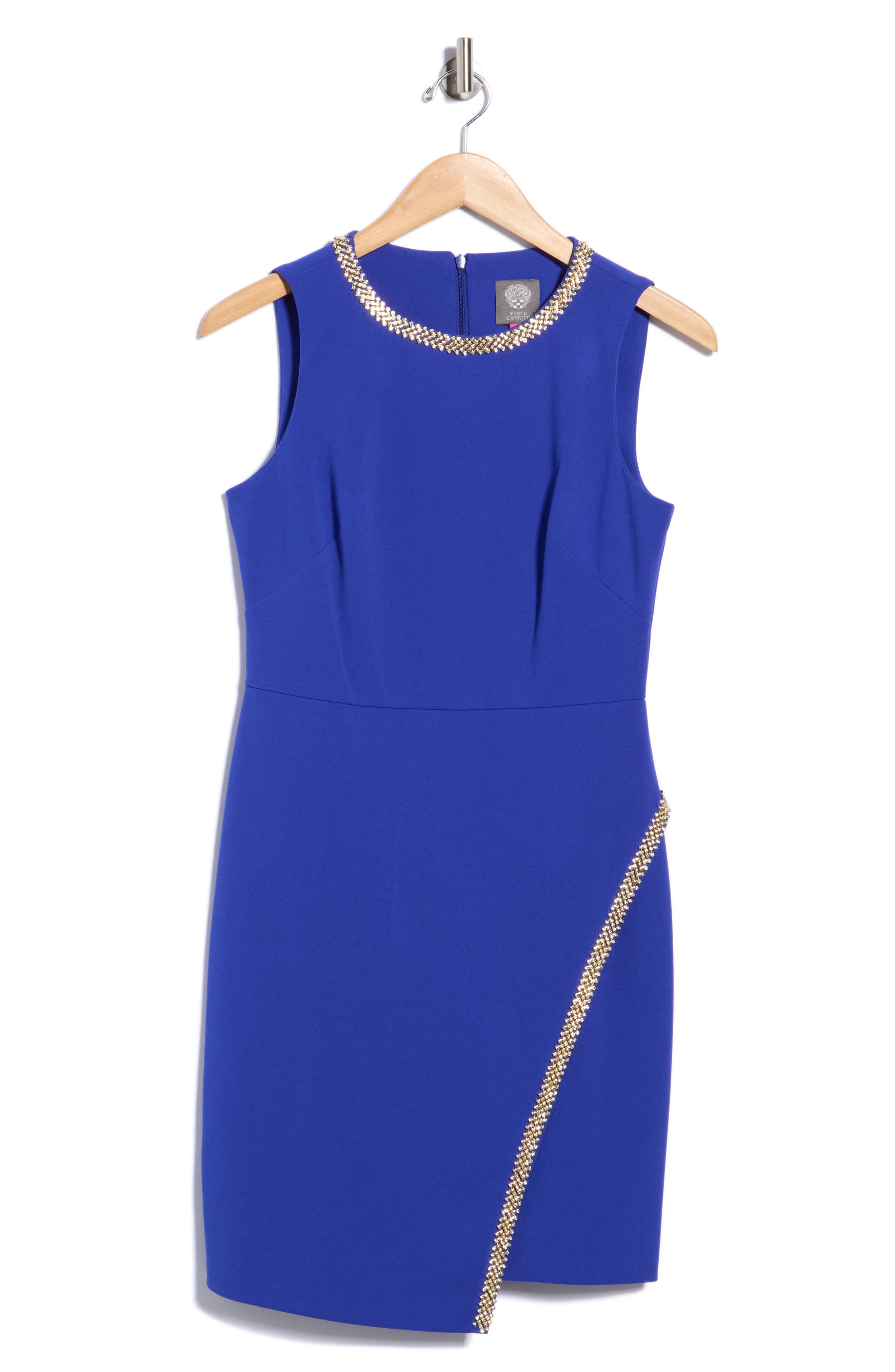 Embellished Scuba Crepe Asymmetrical Dress