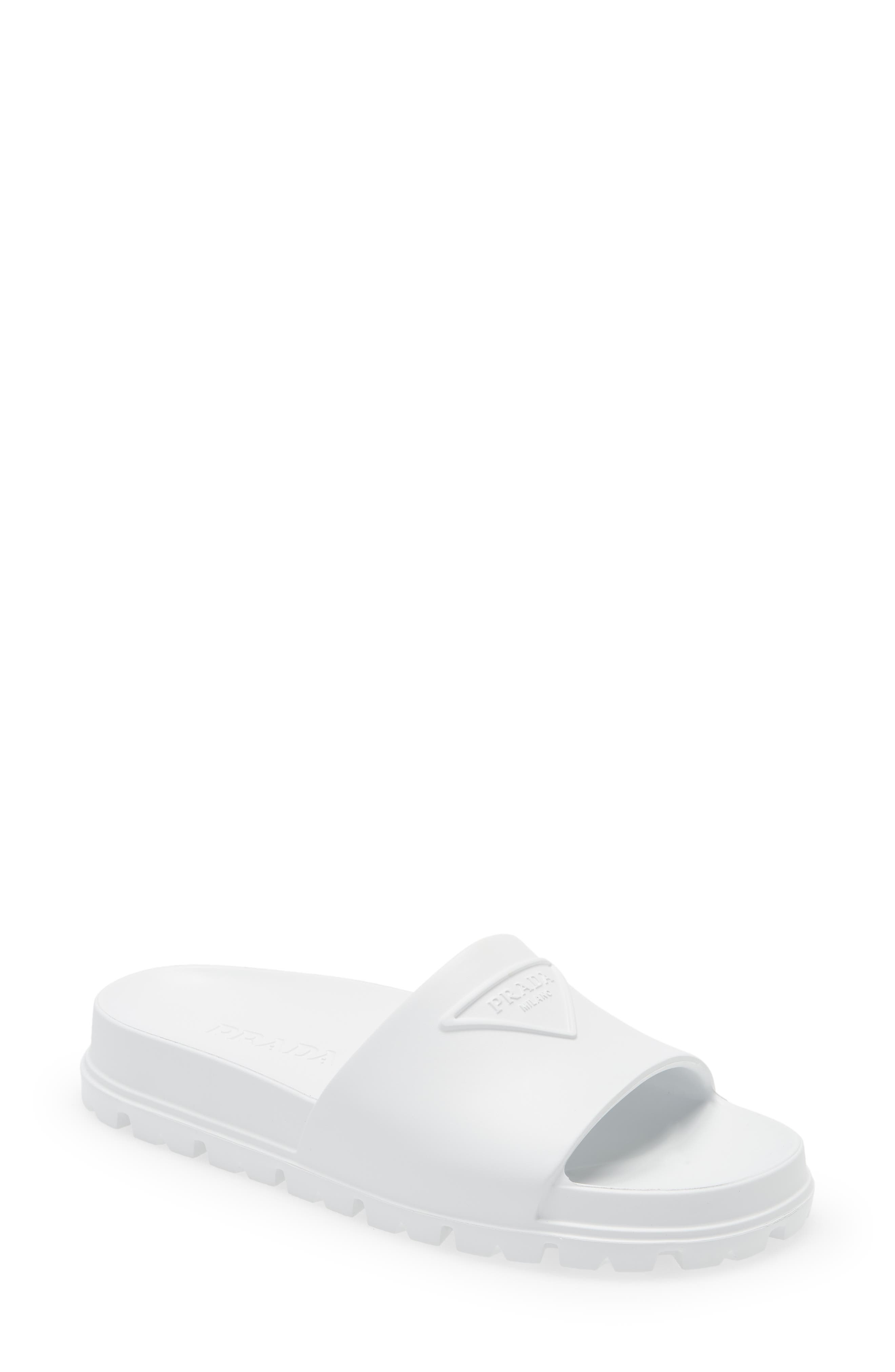 Prada Logo Slide Sandal, Main, color, 