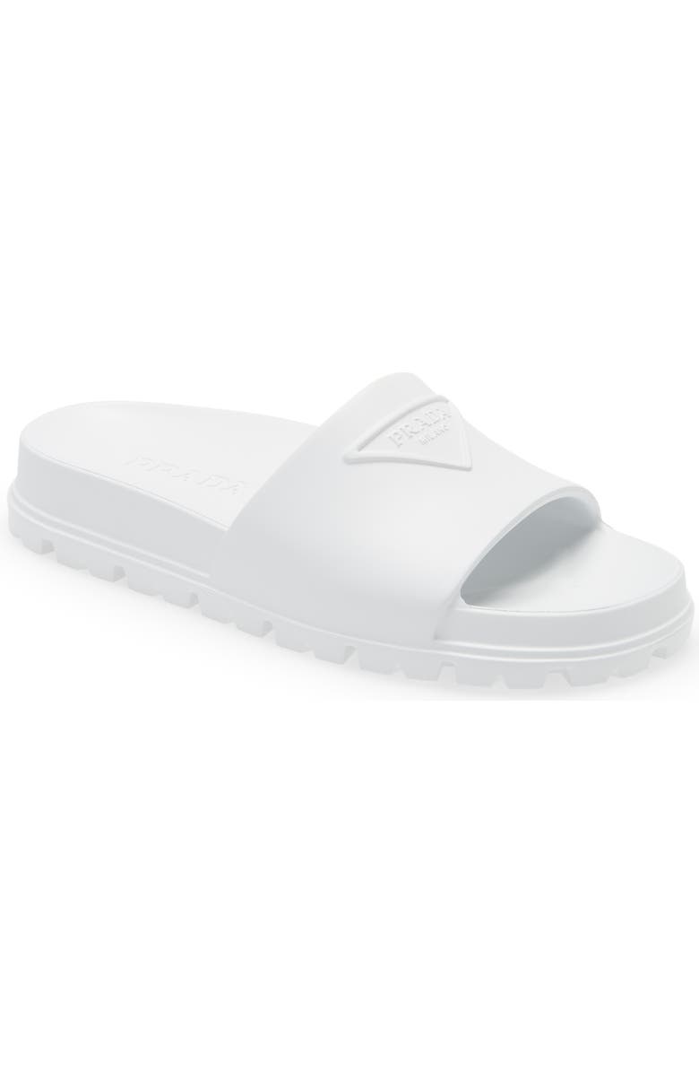 Prada Logo Slide Sandal, Main, color,