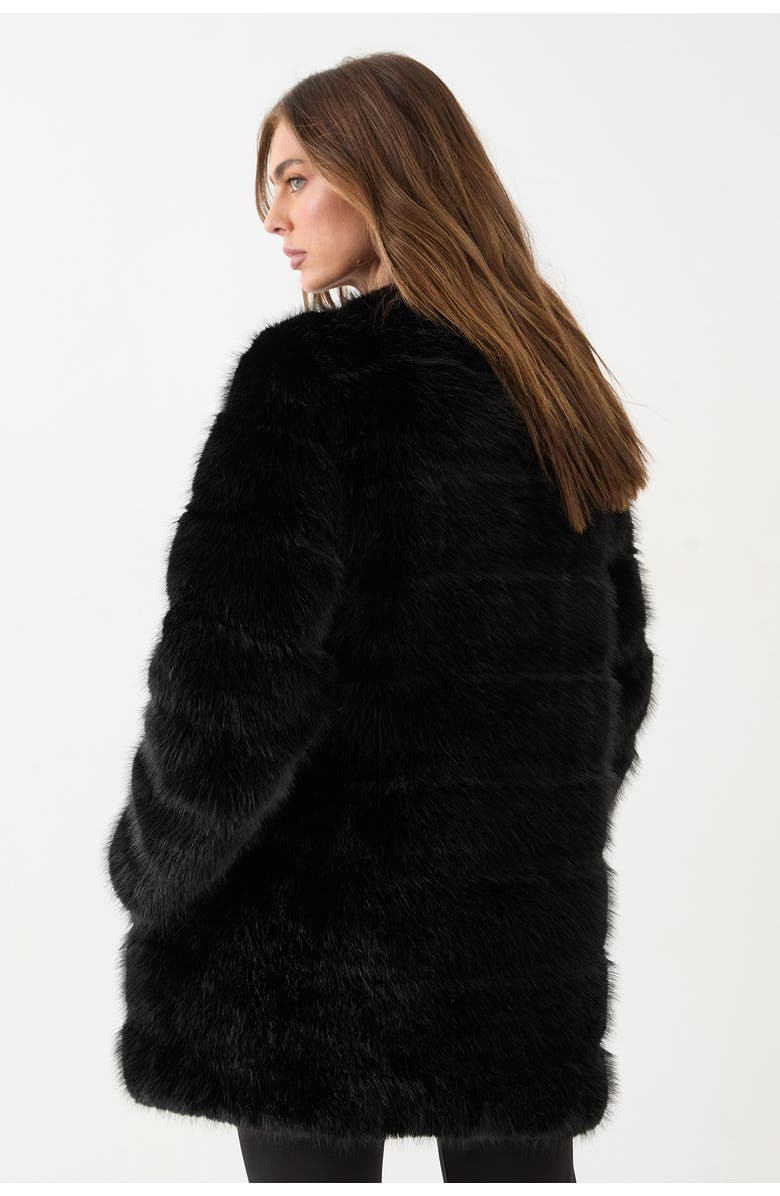 MissPap Panelled Faux Fur Coat, Alternate, color, Black