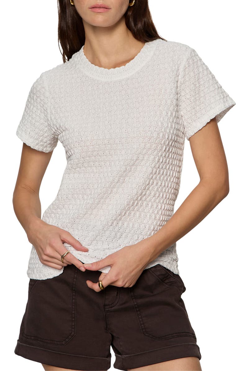 Sanctuary Perfect Puckered Lace T-Shirt, Main, color, White