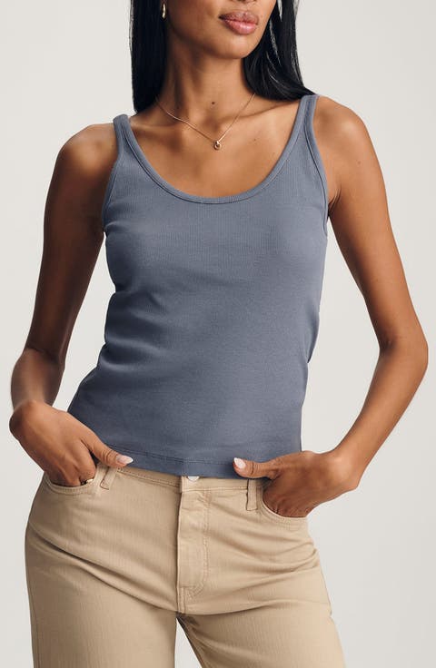 Scoop Neck Stretch Cotton Rib Tank