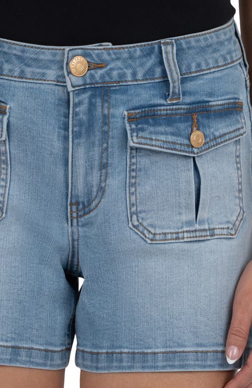 Kut From The Kloth Jamie Flap Pocket High Waist Denim Shorts In Blue