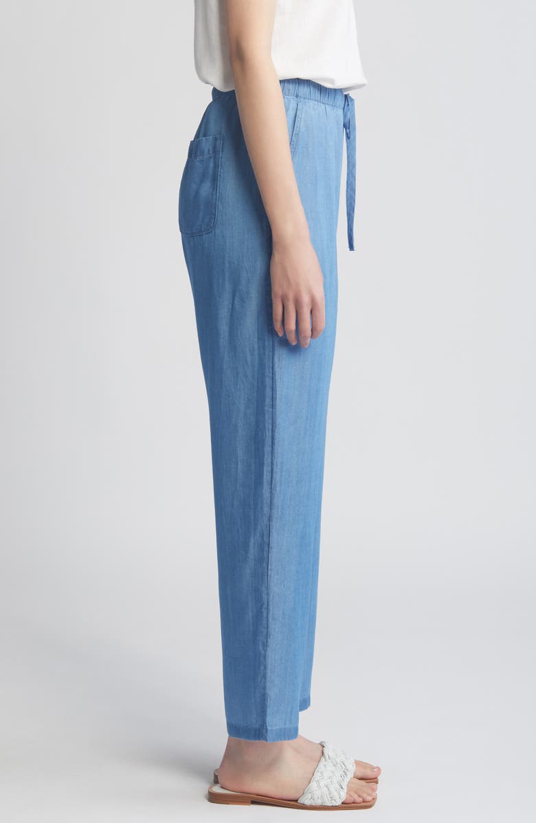 Caslon<sup>®</sup> Elastic Waist Crop Taper Chambray Pants, Alternate, color, 