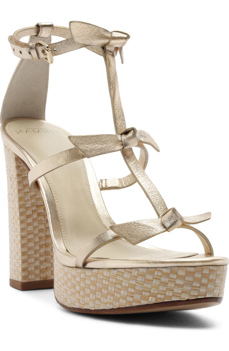 Alexandre Birman Slim Lolita Raffia Platform Sandal, Main, color, Golden