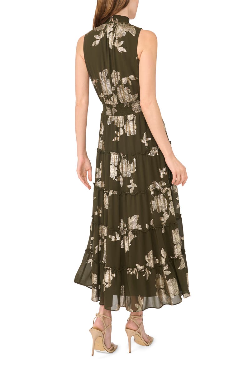 Floral Sleeveless Tiered Maxi Dress, Alternate, color, MIDNIGHT SAGE