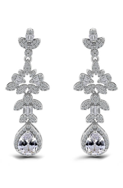 Pear Cubic Zirconia Drop Earrings