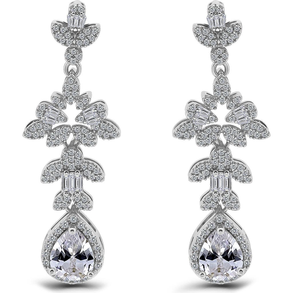 Christian Siriano Pear Cubic Zirconia Drop Earrings In Silver