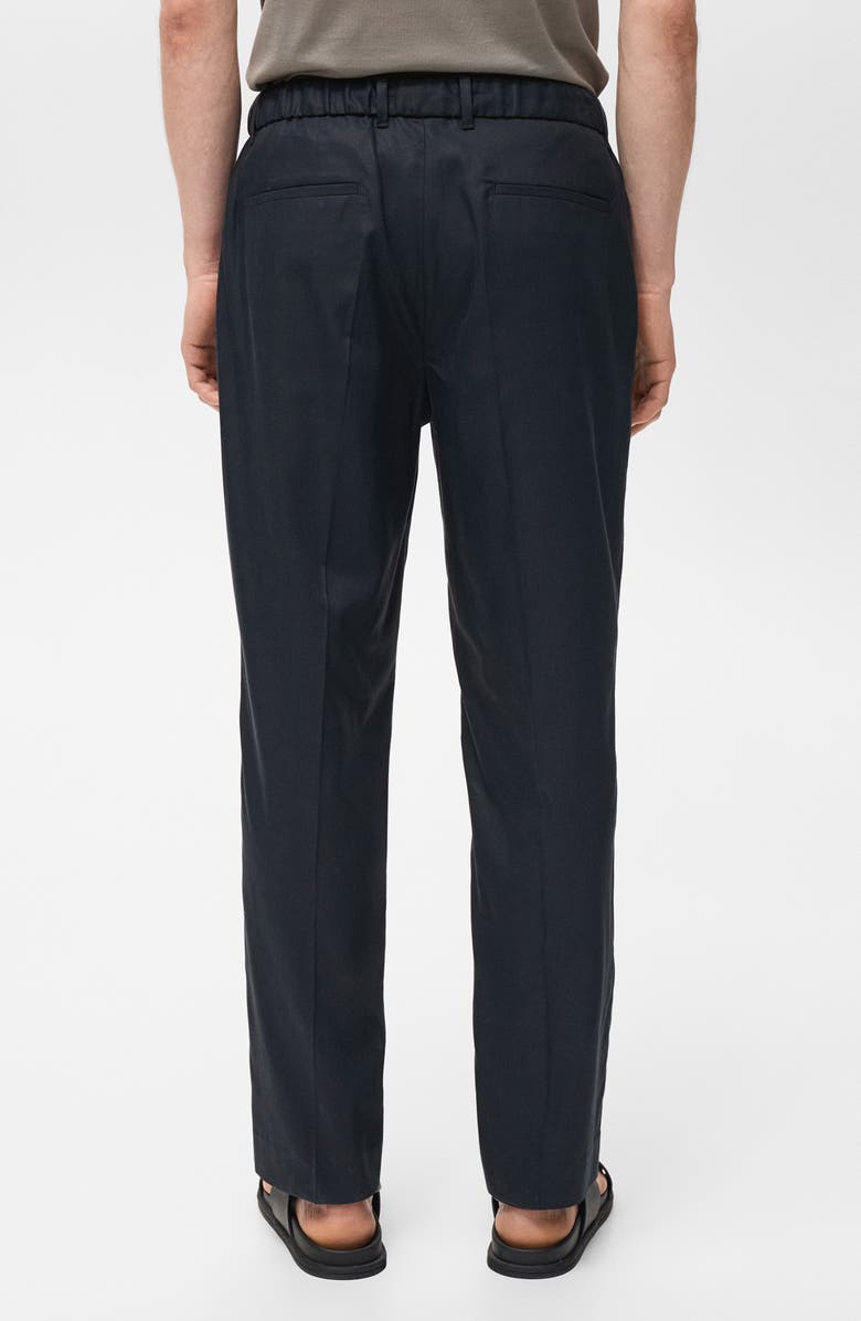 MANGO Slim Fit Drawstring Waist Pants, Alternate, color, Navy
