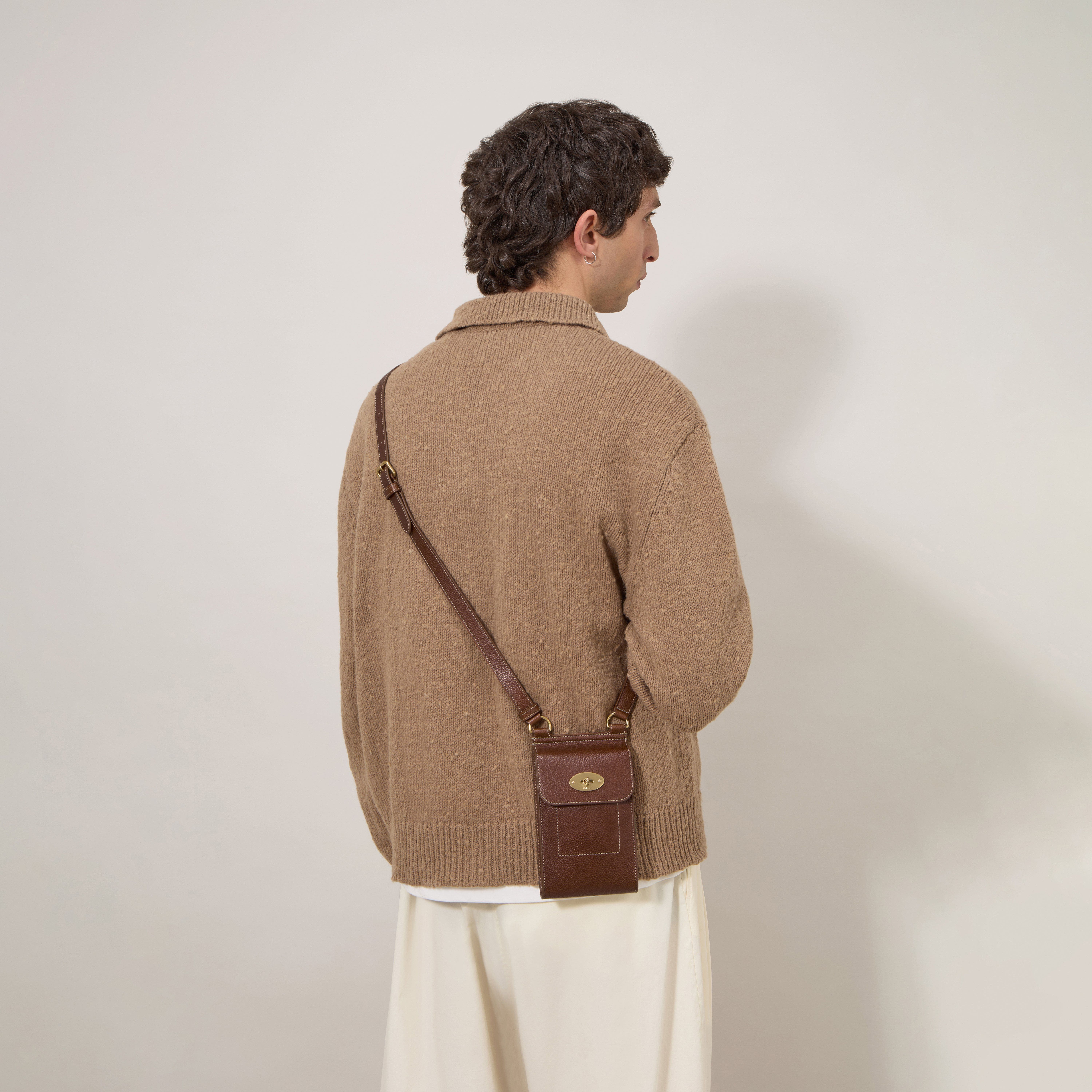 Mulberry Mini Antony Leather Pouch, Alternate, color, Oak