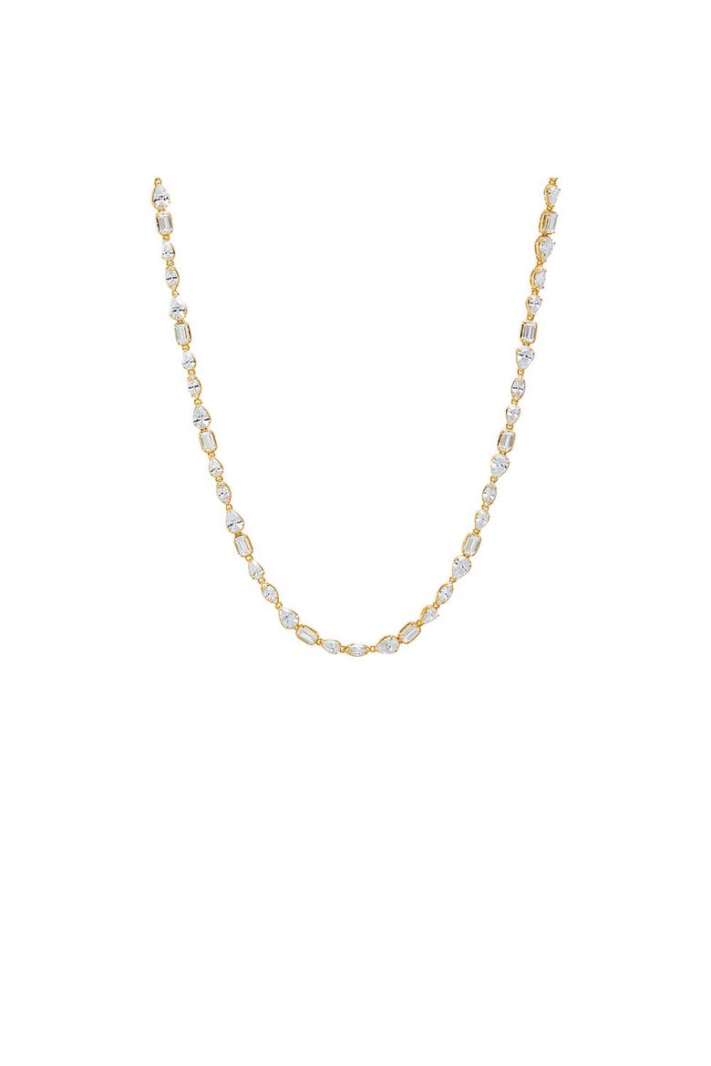 CZ Marquise Tennis Necklace, Main, color, Gold