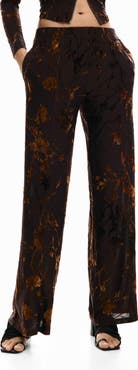 Desigual Burnout Floral Straight Leg Pants