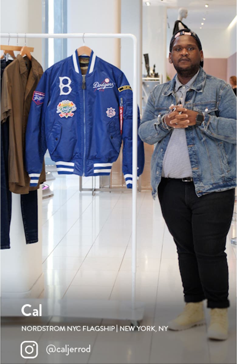 Alpha Baseball Patch Bomber Jacket, sales video thumbnail