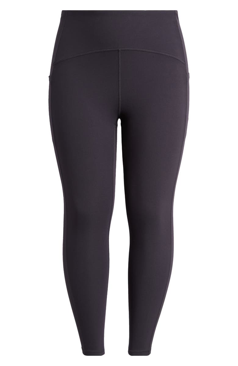 Zella Studio Luxe High Waist Pocket Leggings, Alternate, color, Black