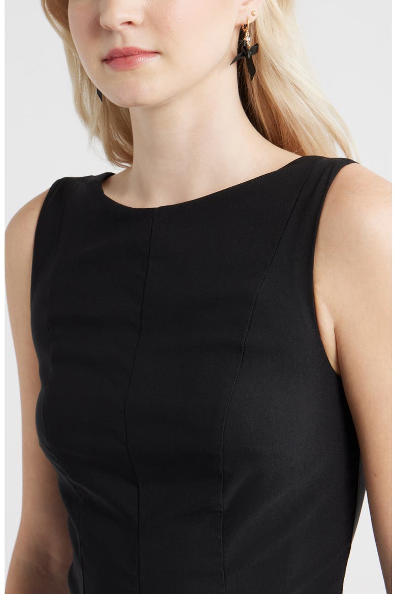 Bateau Neck Fit & Flare Minidress, Alternate, color, BLACK
