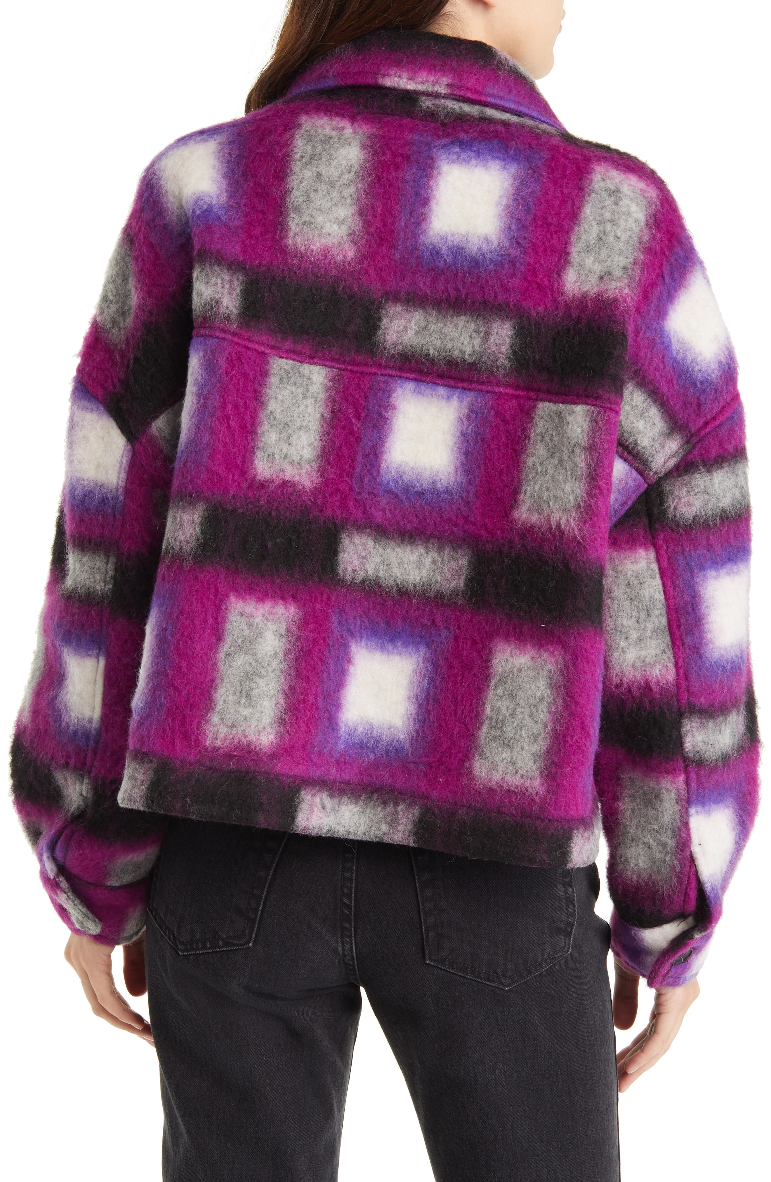 Plaid Crop Wool Blend Shacket - image 2