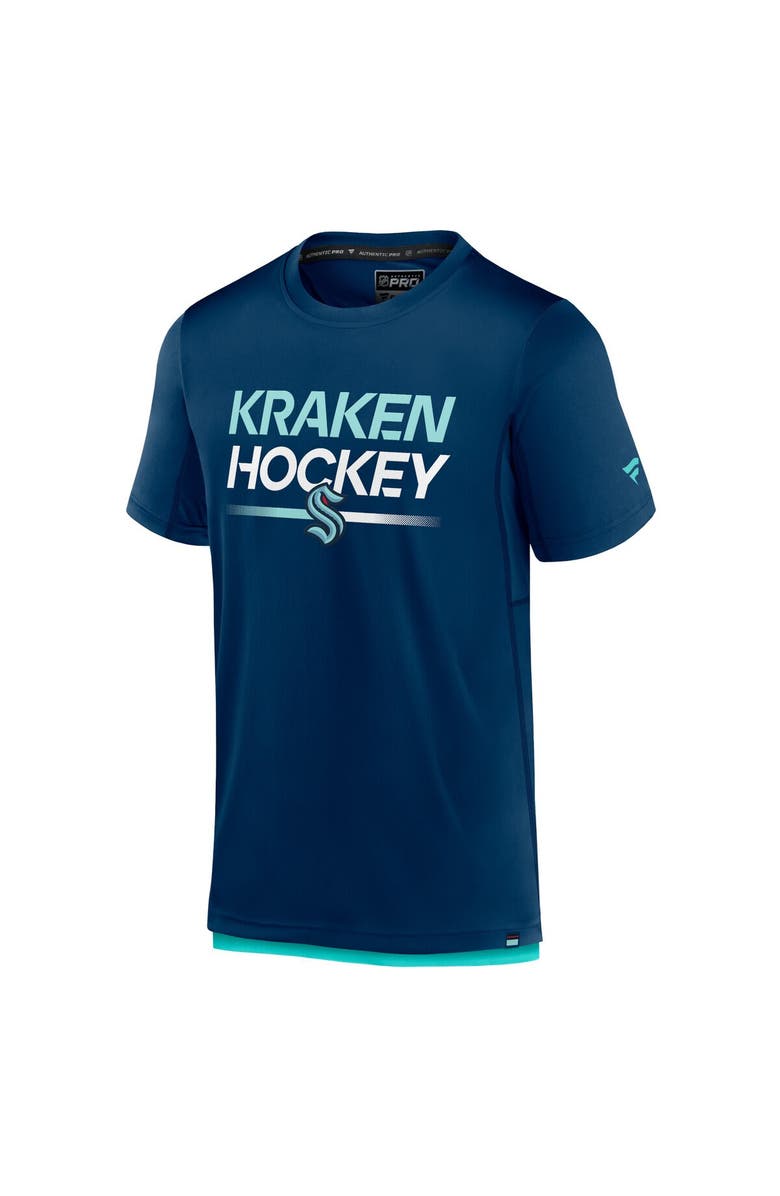FANATICS Men's Fanatics Branded  Deep Sea Blue Seattle Kraken Authentic Pro Tech T-Shirt, Alternate, color, Navy