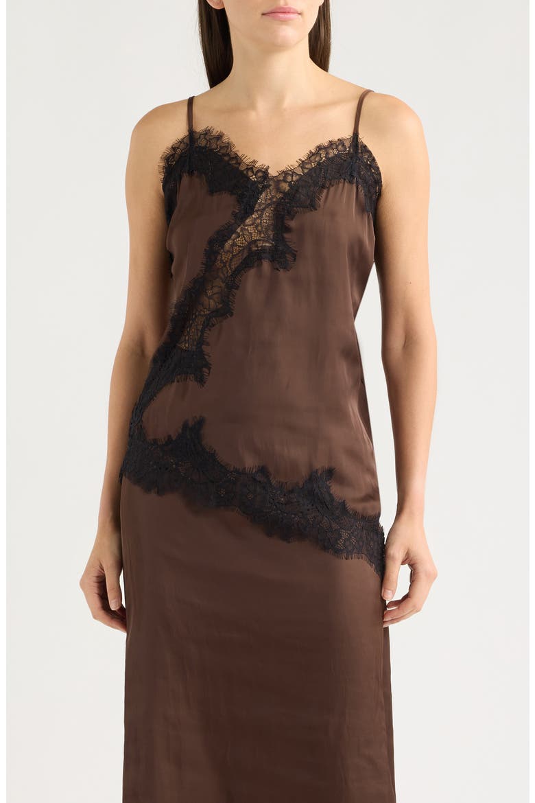 Sonic Lace Trim Asymmetric Tank, Main, color, CHOCOLATE