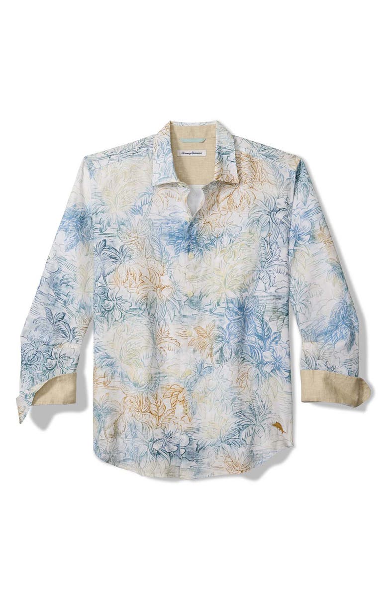 Tommy Bahama La Blanca Isles Silk Button-Up Shirt, Main, color, Bora Bora Blue