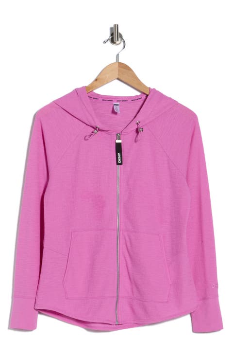 Slub Waffle Knit Zip Hoodie