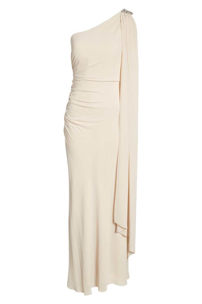 One-Shoulder Drape Gown, Alternate, color, CHAMPAGNE
