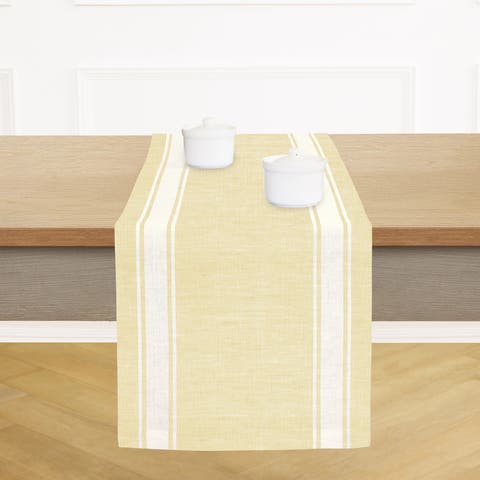 Linen Table Runner for Dining Table, Holiday and Everyday Table Decor - Country Stripe