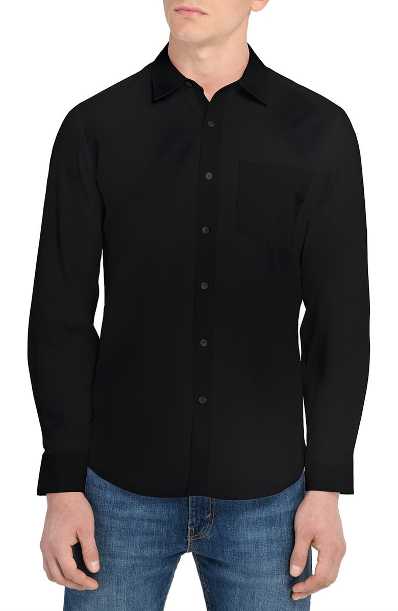 W.R.K Hudson Reworked Slim Fit Solid Cotton Button-Up Shirt, Main, color, Black