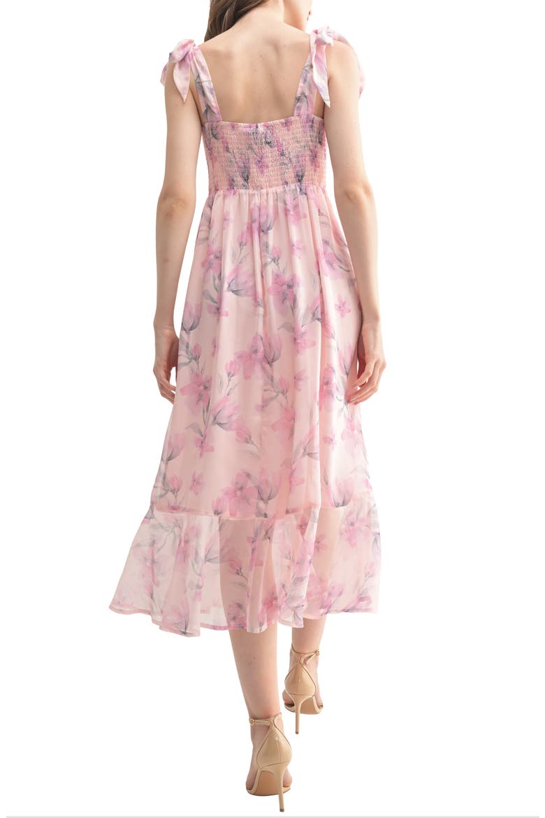 Tie Shoulder Front Slit Midi Dress, Alternate, color, PINK FLORAL