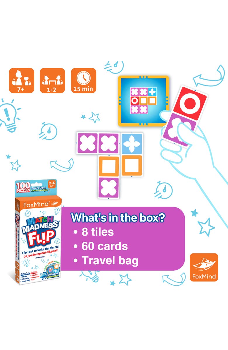 FoxMind Match Madness Flip Travel Sized Puzzle Game, Alternate, color, Multicolored