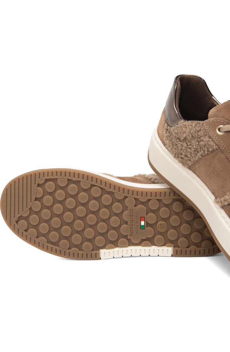 NeroGiardini Retro Faux Shearling Sneaker, Alternate, color, Brown Teddy