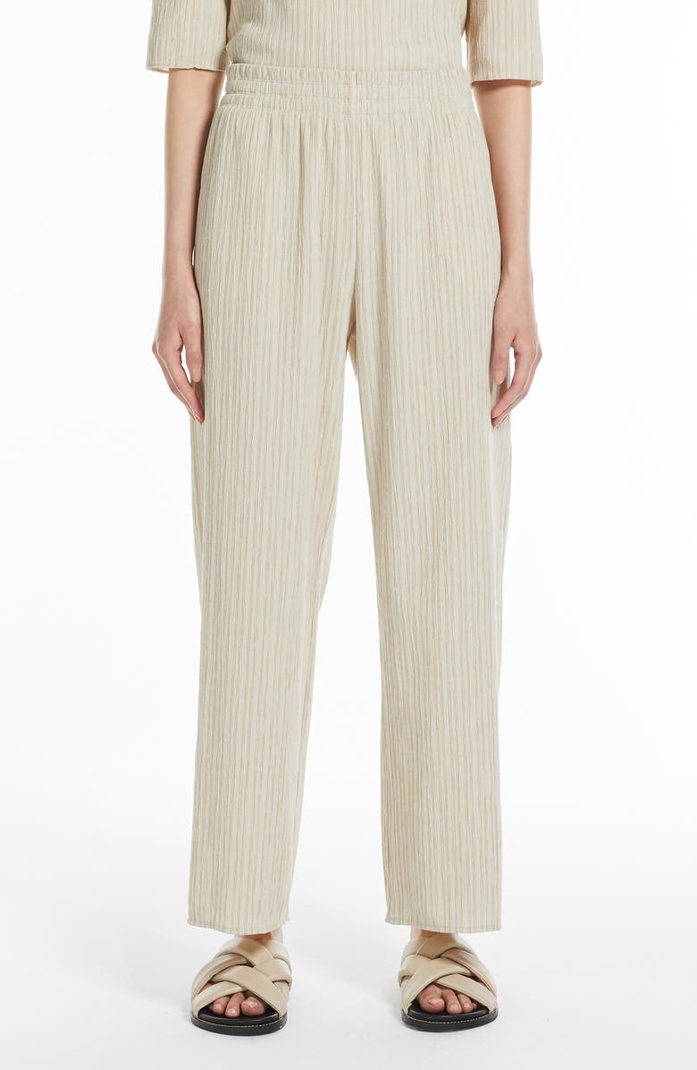 MM by Max Mara Toronto Crinkle Cotton Blend Pants, Main, color, Sand