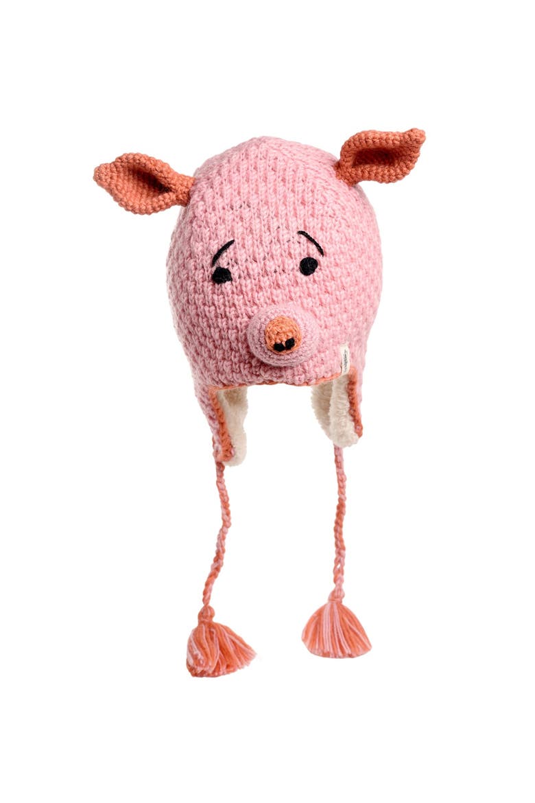 Crochet Piggy Hat, Main, color, White