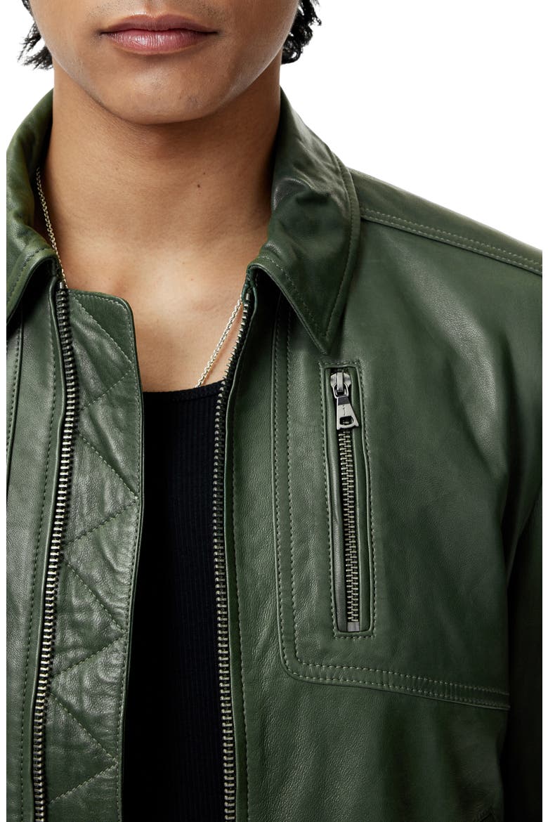 Kai Leather Aviator Jacket, Alternate, color, MOSS