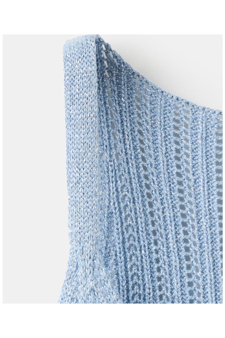 Metallic Openwork Knit Top, Alternate, color, SKY BLUE