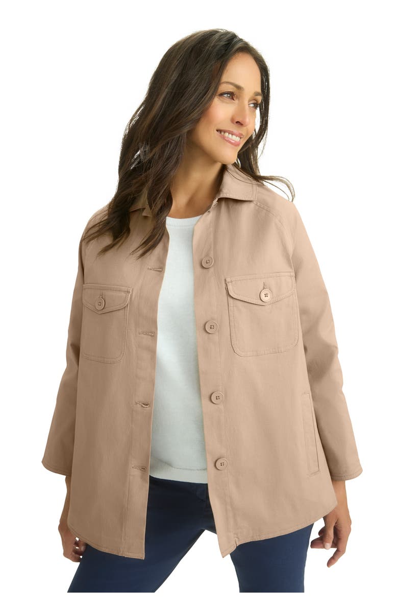 Jessica London Twill Swing Jacket, Main, color, New Khaki