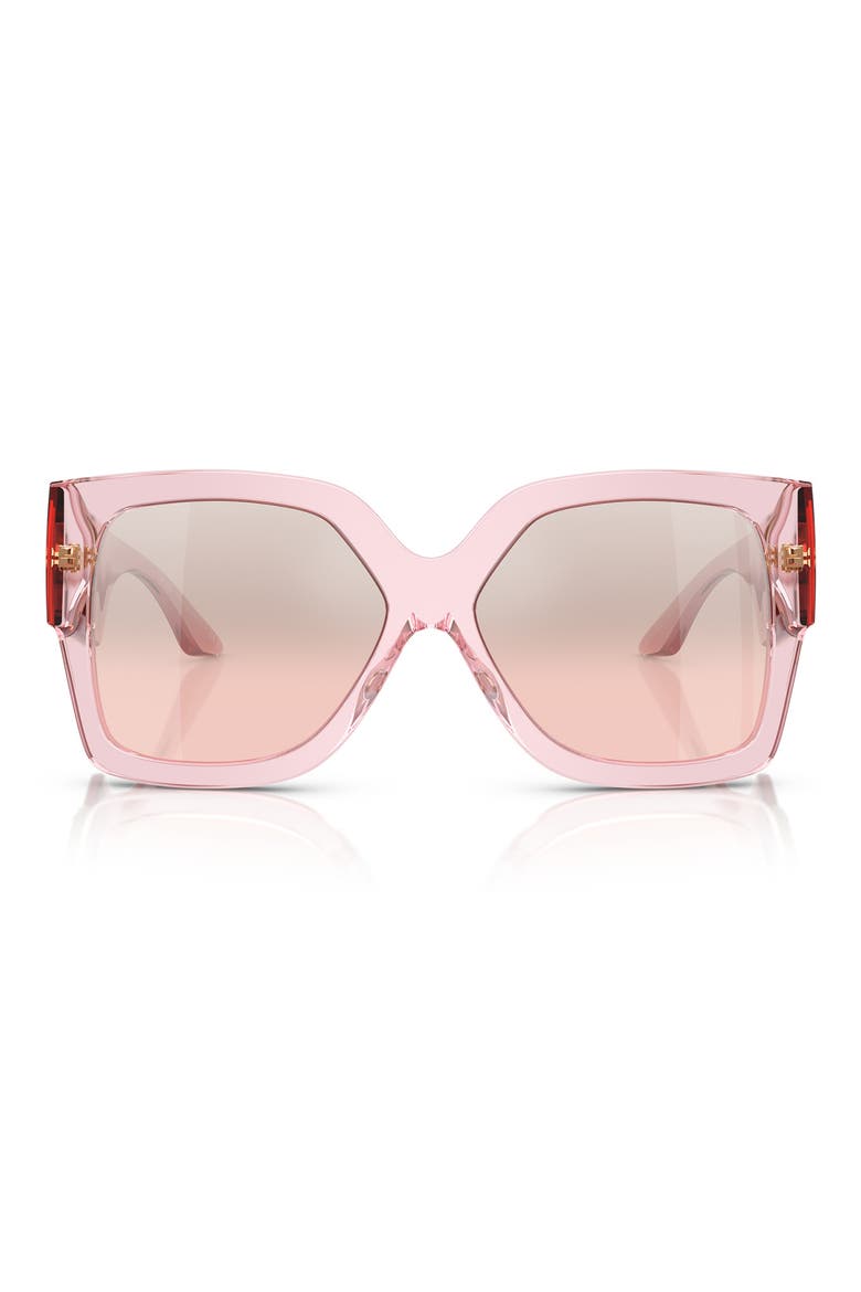 59mm Rectangular Sunglasses, Main, color, TRANSPARENT PINK / LIGHT PINK MIRROR SILVER GRAD