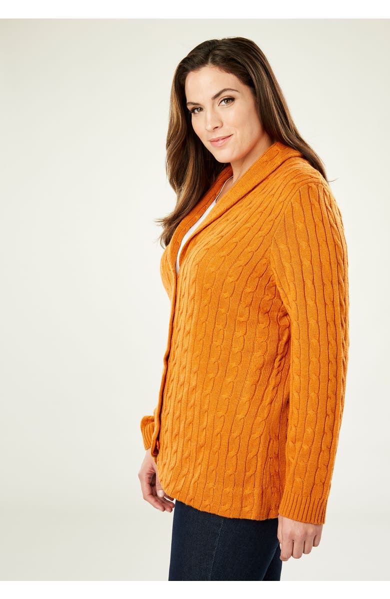 Jessica London Cable Blazer Sweater, Alternate, color, Black