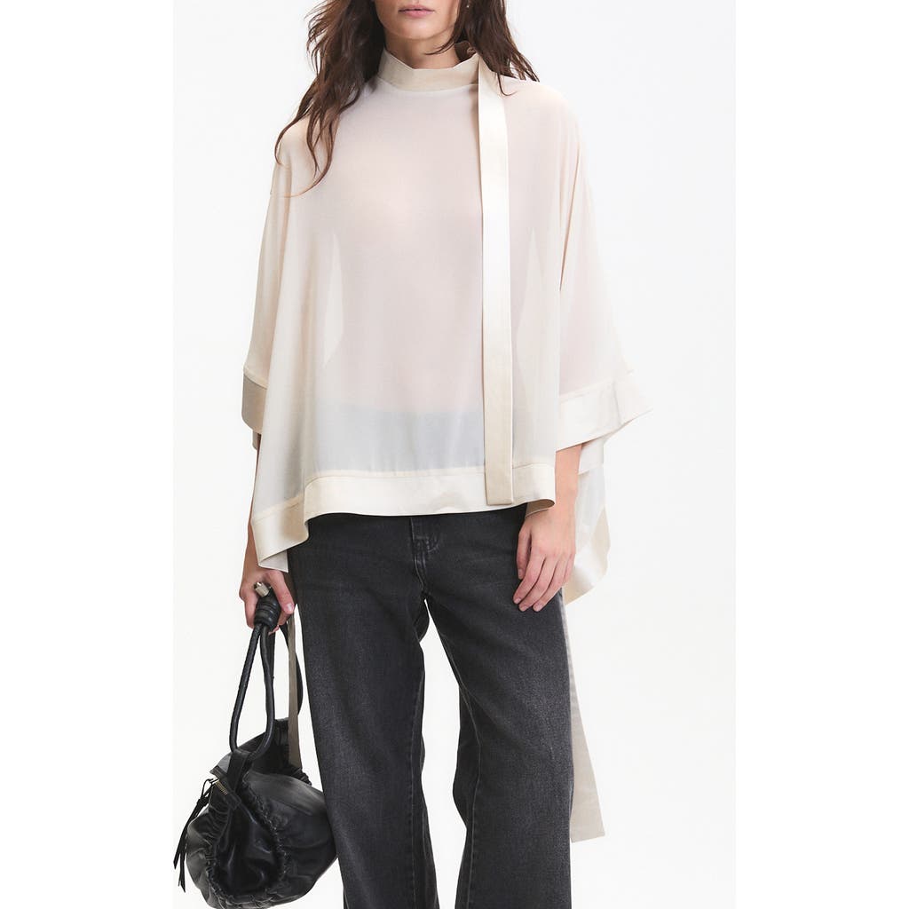 Deluc Carter Sheer Mock Neck Top In Neutral