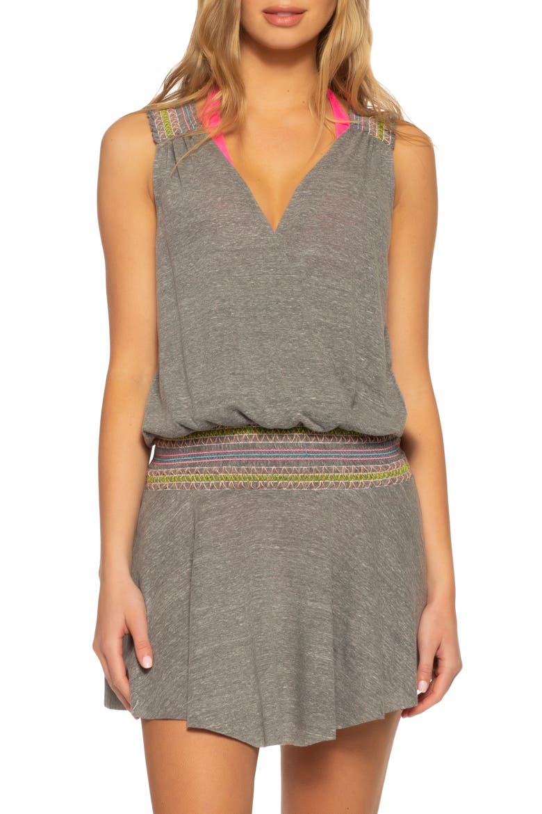 Malibu Cover-Up Minidress, Main, color, HEATHER GREY