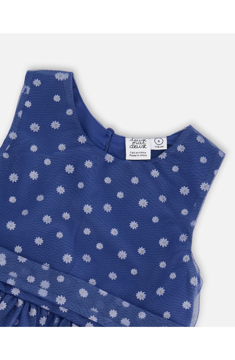 Deux par Deux Little Girl's Printed Tiered Dress Blue With Daisy Print, Alternate, color, Bleu With Daisy Print