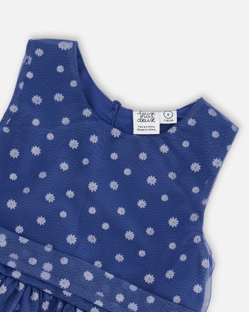 Deux Par Deux Girls' Printed Tiered Dress With Daisy Print - Big Kid In Bleu With Daisy Print