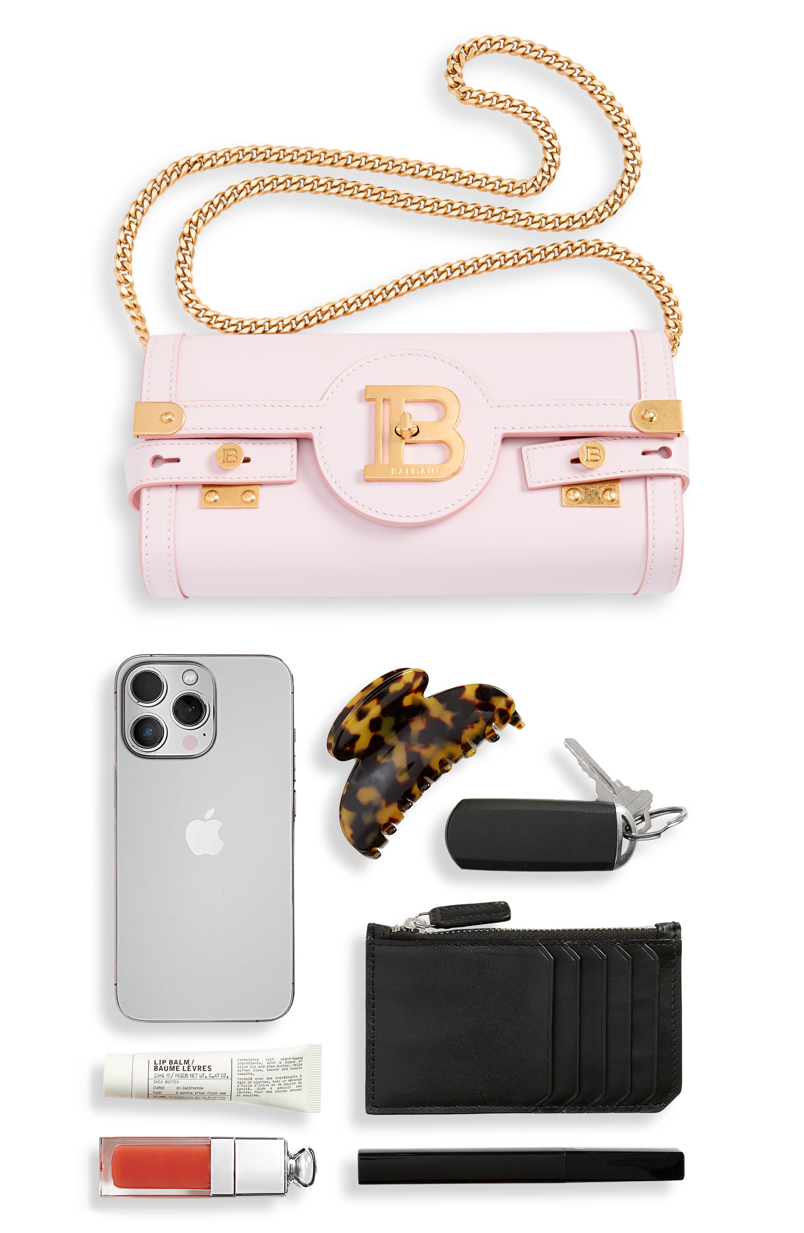 B-Buzz 23 Calfskin Leather Clutch, Alternate, color, PALE PINK